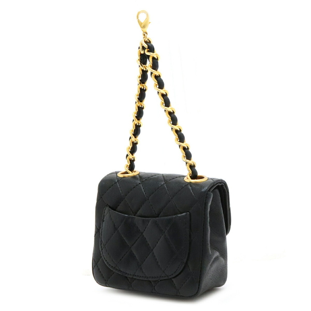 Chanel Matelasse Coco Mark Chain Bag Charm Leather Black Gold - Picture 2 of 8